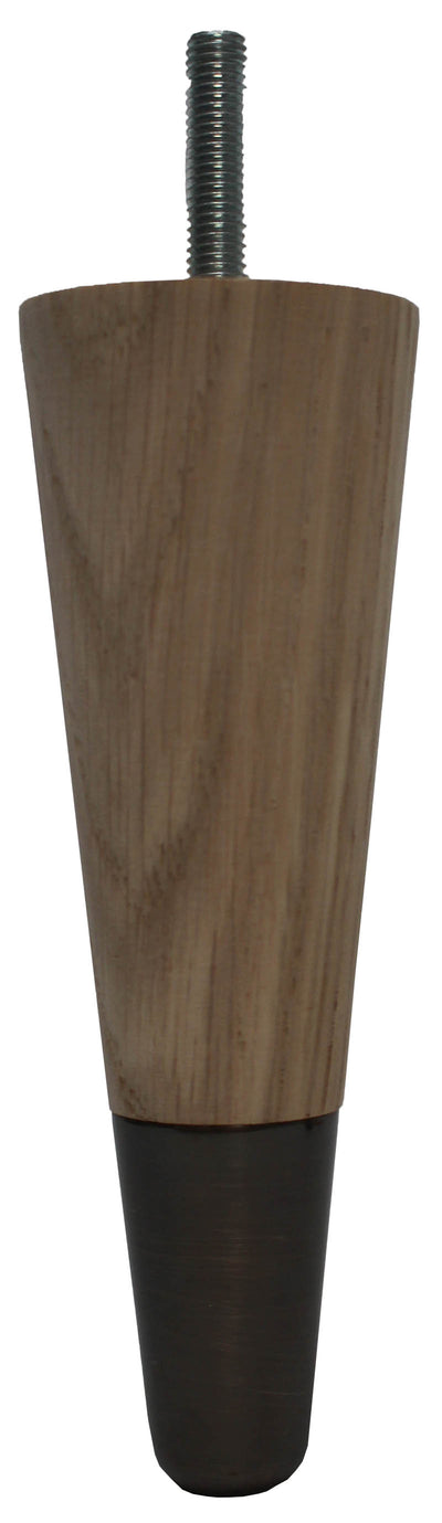 Heather Solid Oak Tapered Furniture Legs - Raw Finish - Antique Slipper Cups - Set of 4